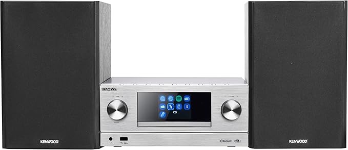 Kenwood M-9000S-S – inteligentny system Micro Hi-Fi z radiem internetowym, DAB+, CD/USB i strumieniowym przesyłaniem audio, kolor srebrny