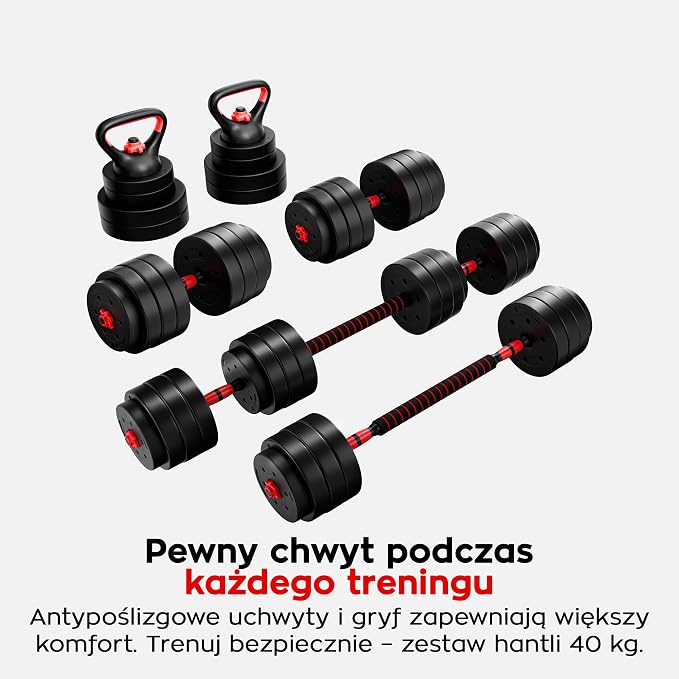Athler Lion 45 Zestaw hantli regulowanych 4w1 ze sztangą do 40 kg - obrazek 5