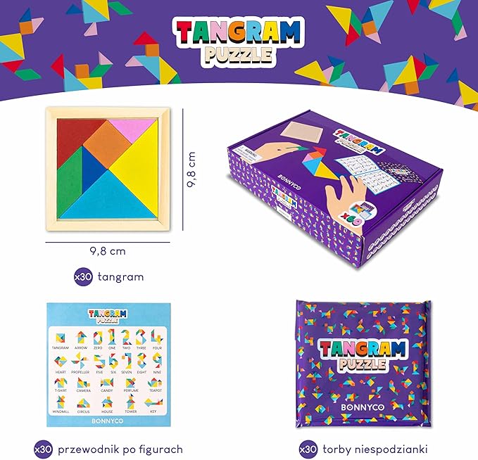 BONNYCO Puzzle Tangram dla Dzieci Pakiet 30 Wypełniaczy do Torebek - obrazek 4