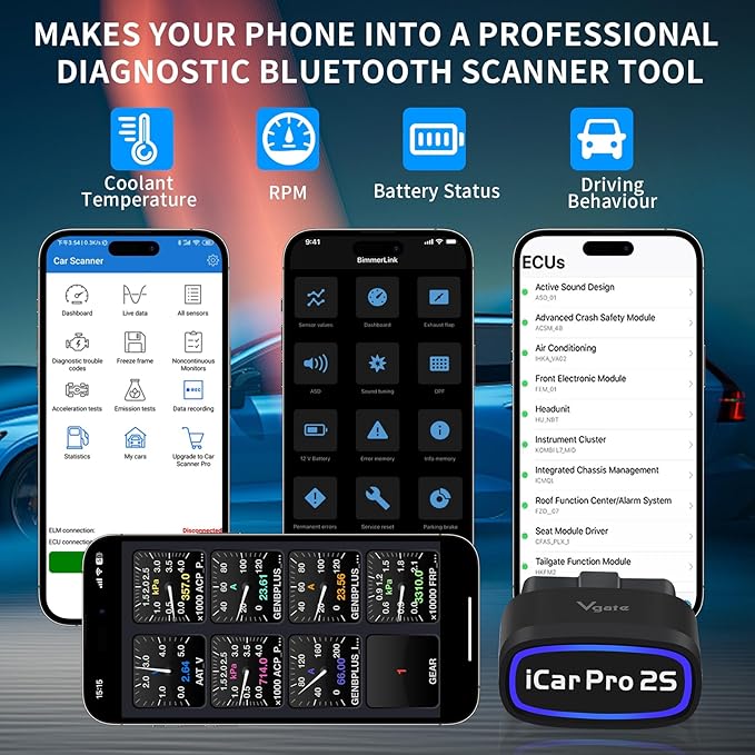 Vgate iCar Pro 2S Adapter OBD2 Bluetooth Czytnik kodów pojazdu - obrazek 3