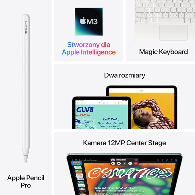Apple iPad Air 13 cali z czipem M3: stworzony dla Apple Intelligence, 512 GB, przednia kamera 12 MP/tylny aparat 12 MP, Wi‑Fi 6E, bateria na cały dzień – gwiezdna szarość - obrazek 6