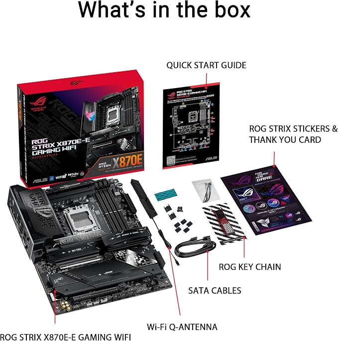 ASUS ROG Strix X870E-E do gier WiFi płyta główna AMD, 18 + 2 stopnie zasilania, gniazdo DDR5, pięć gniazd M.2, PCIe 5.0, procesor graficzny nowej generacji, WiFi 7, USB 20G z PD 3.0 do 30 W, Aura Sync - obrazek 7