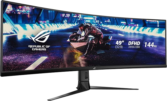 ASUS ROG STRIX zakrzywiony XG49VQ, 125% sRGB, DP, HDMI, USB 3.0, FreeSync 2 HDR, DisplayHDR 400, AuraSync
