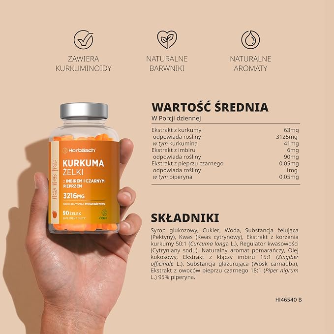 Kurkuma z Imbirem i Pipeprzem Żelki 3216mg - obrazek 3