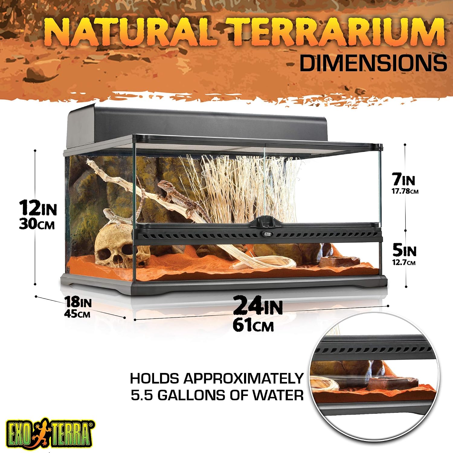 Exo Terra 7 Terrarium Czarny Bezbarwny - obrazek 3