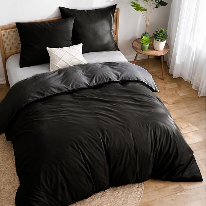 Dreamzie Bawełniana Pościel Dwustronna 240x260 Czarna