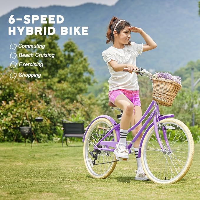 Glerc Missy 20 "24" 26 "Inch Girl Cruiser Shimano 6 Speed Hybrid - obrazek 4