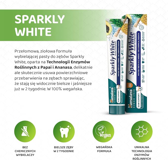 Himalaya Sparkly White Ziołowa Pasta do Zębów 75ml Wybielanie - obrazek 6