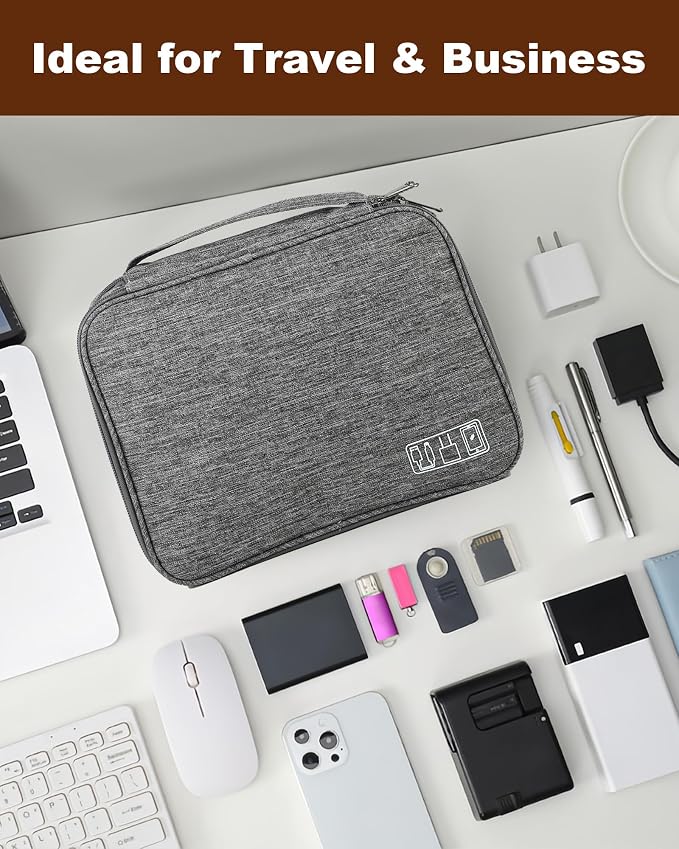 Organizer, torba na kabel, torba na podróż i do domu, 3-warstwowe etui elektroniczne o dużej pojemności, wodoszczelne i odporne na uderzenia, idealne na kable, iPada, ładowarkę, telefon komórkowy - obrazek 6