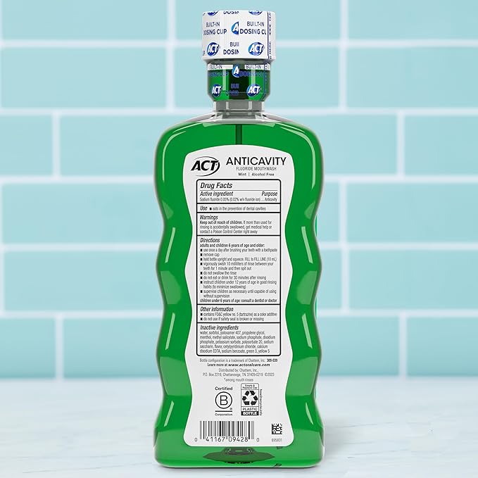 ACT Anticavity Fluoride Mouthwash Alkohol Free Mint - obrazek 2