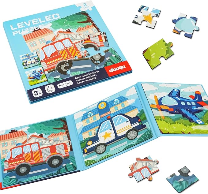 Aolso Puzzle magnetyczne, magnetyczne puzzle dla dzieci, składane książki, magnetyczne puzzle magnetyczna gra edukacyjna, interaktywna gra logiczna dla dziewczynki chłopca 3, 4, 5 lat (transport)