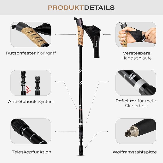 Attrac Nordic Walking Classic kijki trekkingowe 69-136 cm - obrazek 2