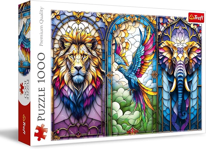 Trefl - Puzzle 1000 Elementów, Witraż: Zwierzęta, Egzotycznei Zwierzęta | Dla dzieci i dorosłych 14+, wysokiej jakości, kreatywna rozrywka, precyzyjnie dopasowane, idealny prezent, relaks, dekoracja