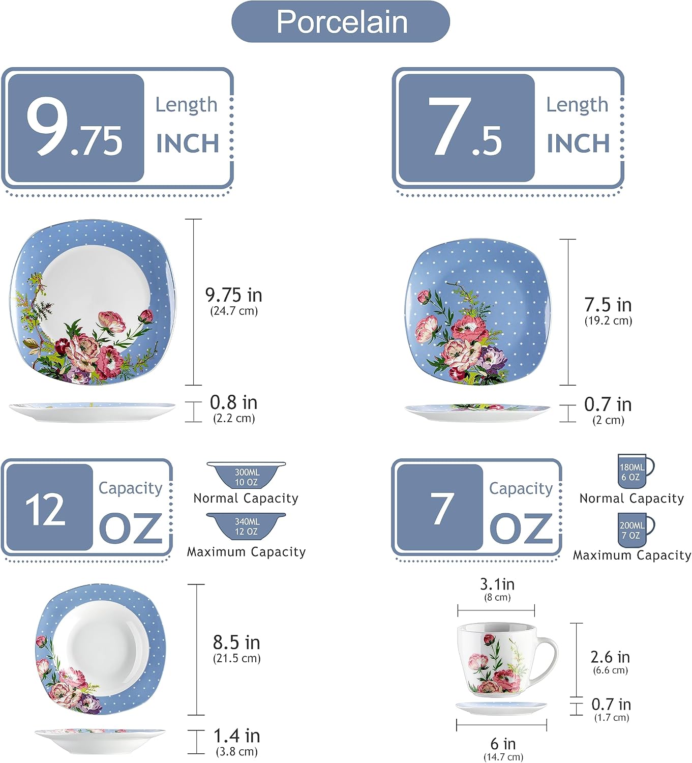 VEWEET 60-częściowy serwis stołowy z porcelany - obrazek 4