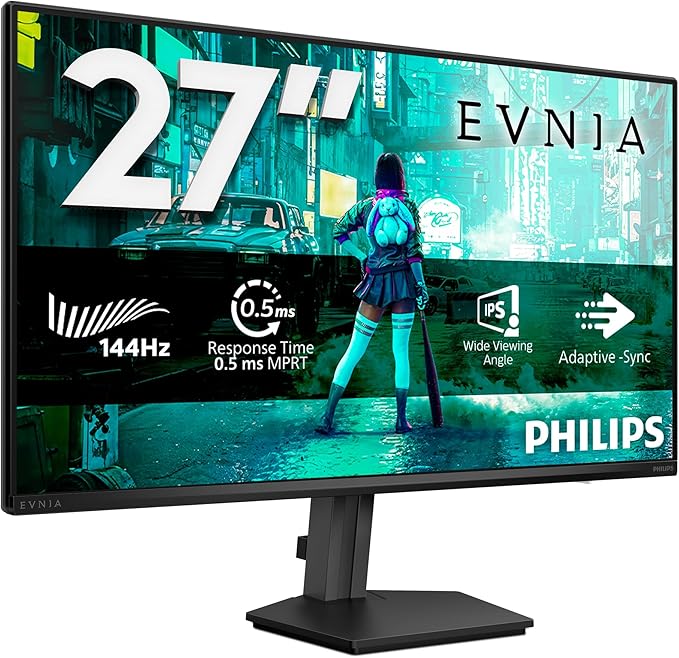 Philips 27M2N3200NF 27-calowy monitor FHD, 144 Hz, IPS, 1ms MPRT, synchronizacja adaptacyjna, G-Sync Comp., HDR10, (1920x1080, HDMI 1x 2.0, DP 1x 1.4), czarny