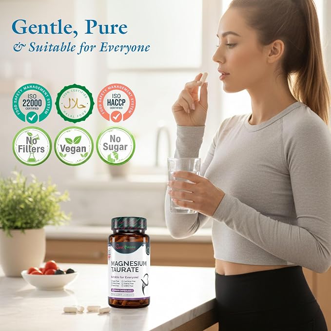 Naturalny Taurynian Magnezu 500mg 100 Wegańskich Kapsułek - obrazek 3