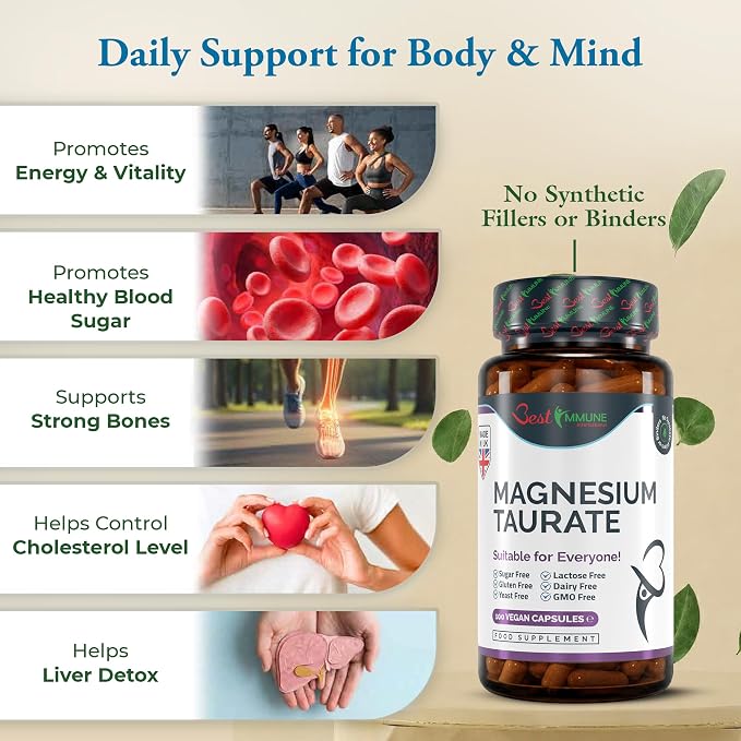 Naturalny Taurynian Magnezu 500mg 100 Wegańskich Kapsułek - obrazek 6