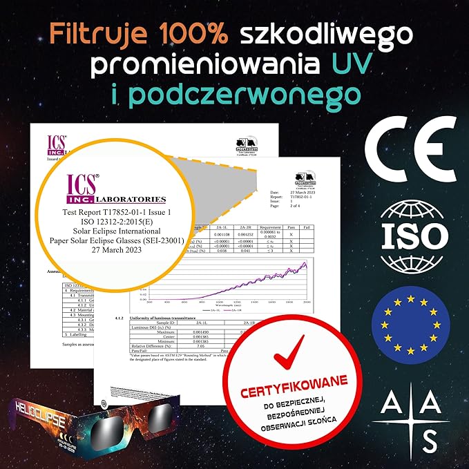 Helioclipse 6 12 25 50 100 szt. Okulary do oglądania zaćmienia - obrazek 3