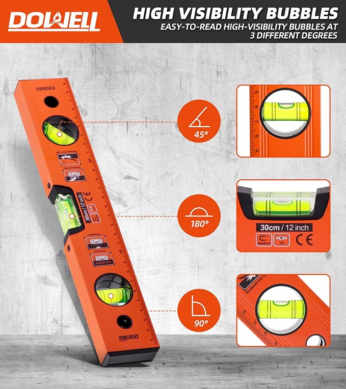 DOWELL 12 calowy 300 mm magnetyczny poziom spirytusowy ze skalą - obrazek 4