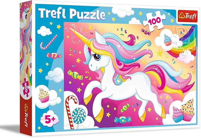 Trefl - Puzzle 100 Elementów, Piękny Jednorożec 5+ | Rozwój Koncentracji i Spostrzegawczości, Wysoka Jakość, Puzzle Pełne Szczegółów, Kolorowa Układanka dla Dzieci