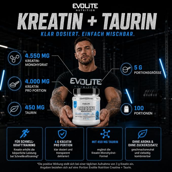 Evolite Nutrition Monohydrat Kreatyny z Tauryną 500g - obrazek 5