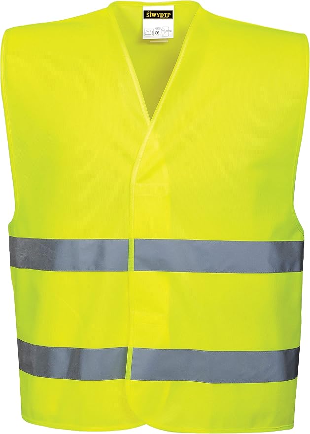Kamizelka ODBLASKOWA OSTRZEGAWCZA DROGOWA z pasami żółta BHP Hi-Vis