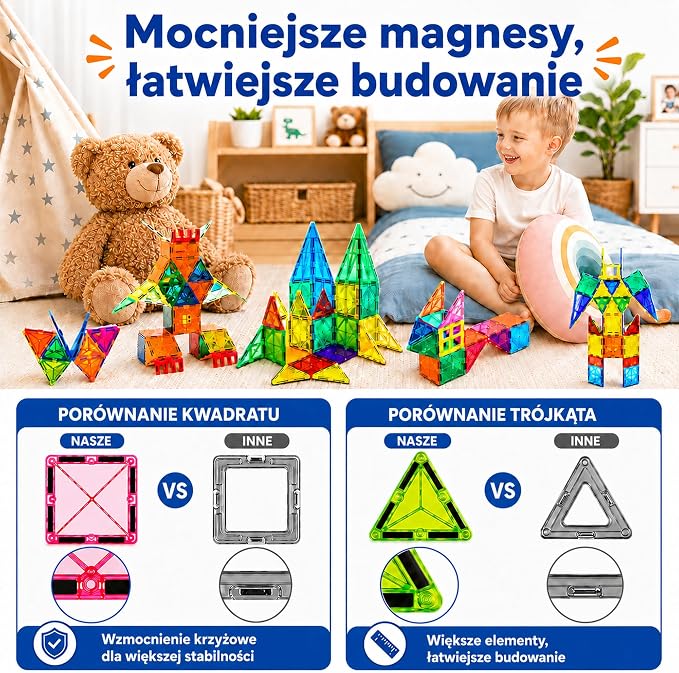 Zestaw 50 Magnetycznych Klocków - obrazek 4