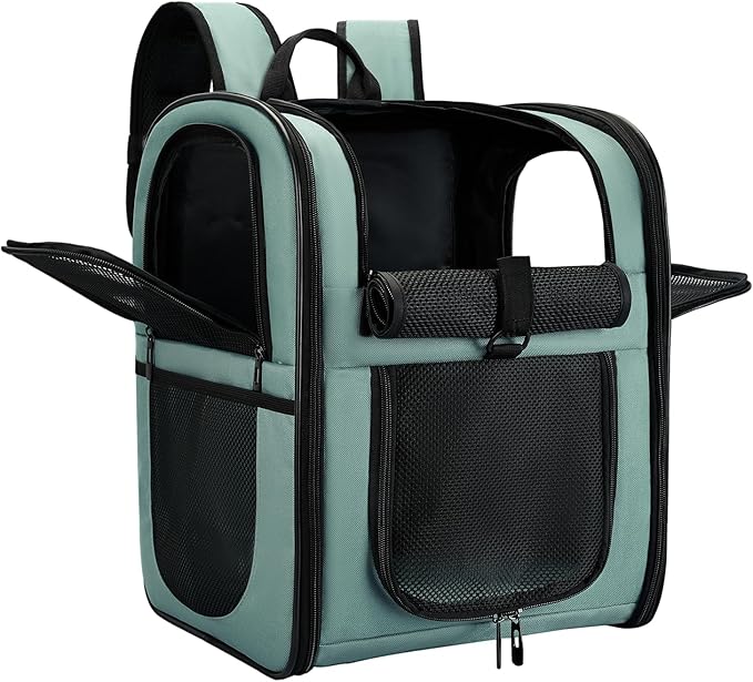Apollo Walker Cat Carrier i Dog Carrier, Dla Dużych i Małych Kotów (2-15 kg), Oddychający Siatkowy Transporter Dla Zwierząt, Idealny na Wędrówki, Podróże i Zajęcia na świeżym Powietrzu(niebieska)