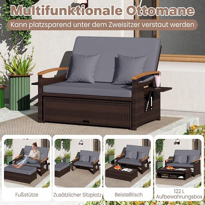 COSTWAY rattanowy zestaw mebli wypoczynkowych - obrazek 5