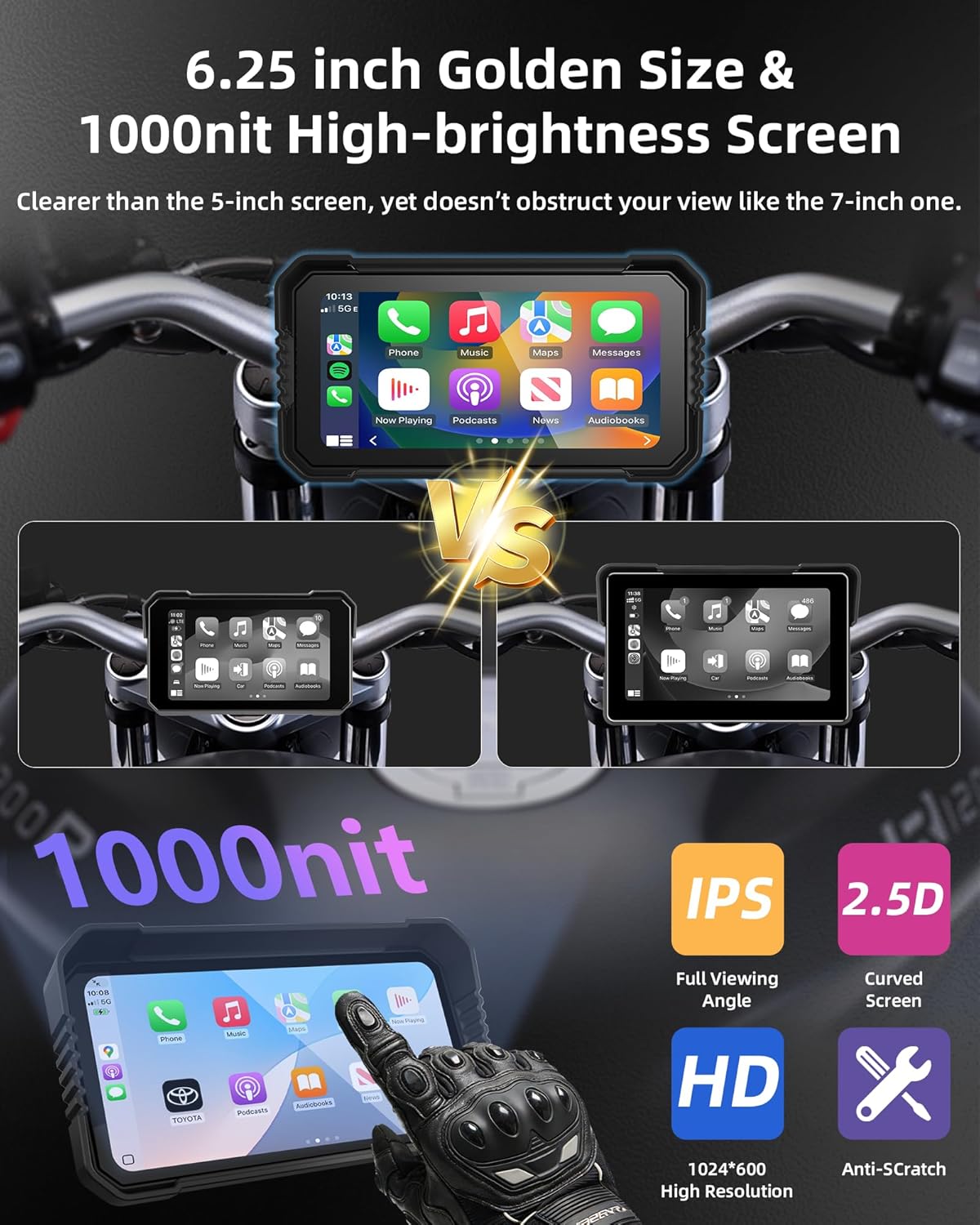 Jansite 6 25-calowy wyświetlacz motocyklowy Carplay z TPMS - obrazek 5