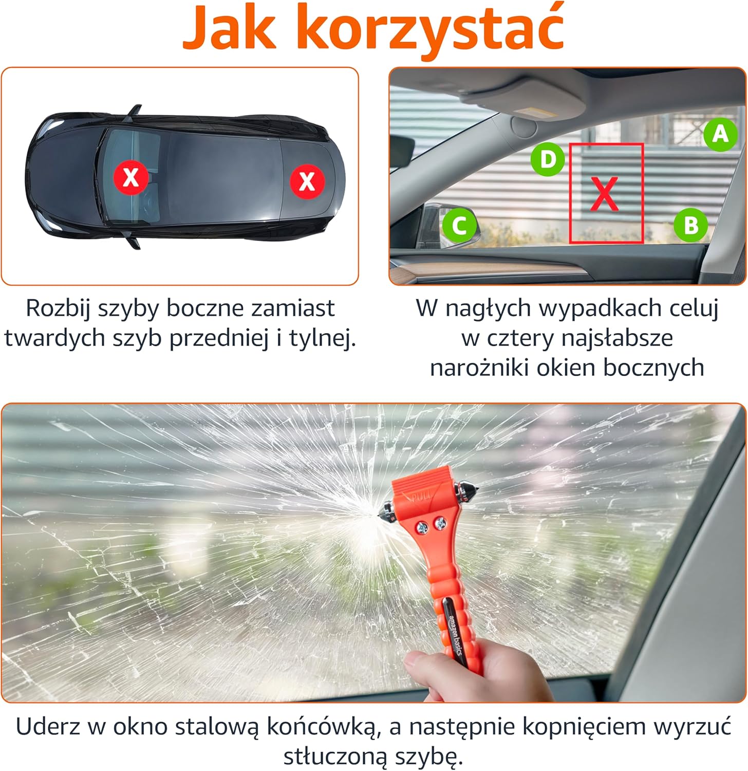 Amazon Basics Przecinak do pasów bezpieczeństwa i młotek do szyb - obrazek 4