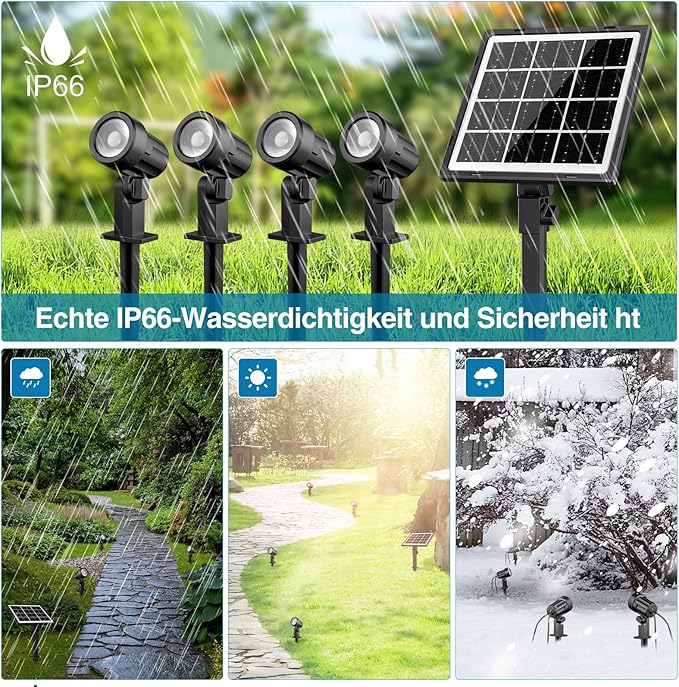 MEIHUA Solarne Reflektory Ogrodowe 4 Sztuki Ciepła Biel IP66 - obrazek 6