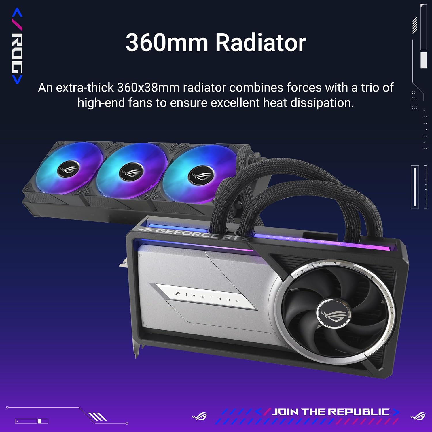 ASUS ROG Astral LC GeForce RTX 5090 32 GB GDDR7 OC Edition karta graficzna do gier z procesorem All-in-One z chłodzeniem wodnym (Nvidia DLSS4, PCIe 4.0, DP 2.1b, 360 mm AIO, | Z chłodzeniem cieczowym procesorem All-in-One, Nvidia DLSS4, PCIe 4.0, DP 2.1b, 360 mm AIO - obrazek 3