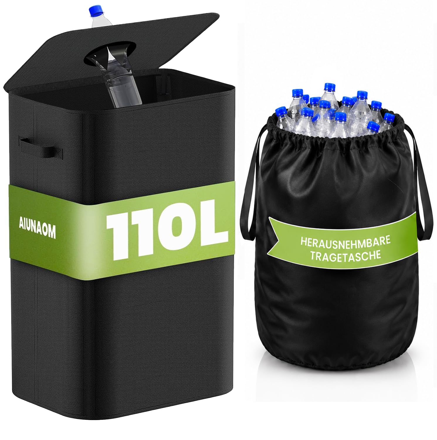 AIUNAOM 110L Duży Pojemnik na butelki z workiem do recyklingu - obrazek 2