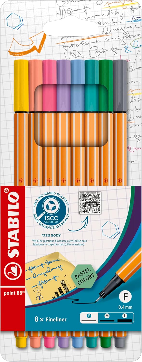Cienkopis STABILO point 88 etui 8 kolorów pastelowych - obrazek 2