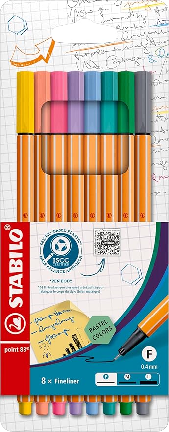 Cienkopis STABILO point 88 etui 8 kolorów pastelowych