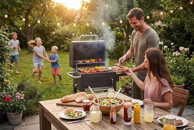 Berdsen Grill Węglowy Ogrodowy BBQChef z Kominem i Żeliwnym Rusztem - obrazek 7