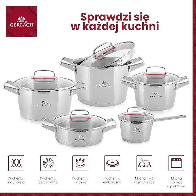 Gerlach Superior Zestaw Garnków Indukcja Stal Nierdzewna - obrazek 4