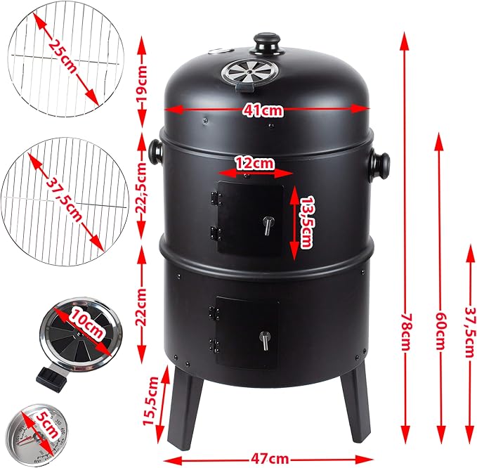 GrillMaster Grill Węglowy SmokeHouse GM8000 + Wędzarnia + Termometr - obrazek 3
