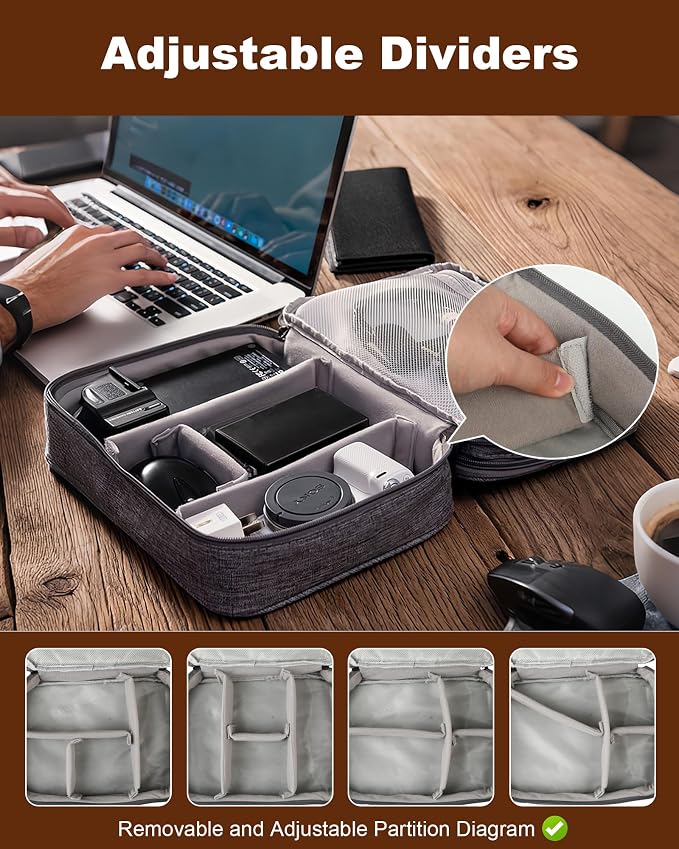Organizer, torba na kabel, torba na podróż i do domu, 3-warstwowe etui elektroniczne o dużej pojemności, wodoszczelne i odporne na uderzenia, idealne na kable, iPada, ładowarkę, telefon komórkowy - obrazek 4