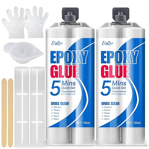 Przezroczysty klej epoksydowy, zestaw 100 ml, dwuskładnikowy klej do naprawy płytek, metalu, ceramiki, tworzywa sztucznego, drewna, szybkiej naprawy w ciągu 5 minut, mocny klej, odporny na zużycie