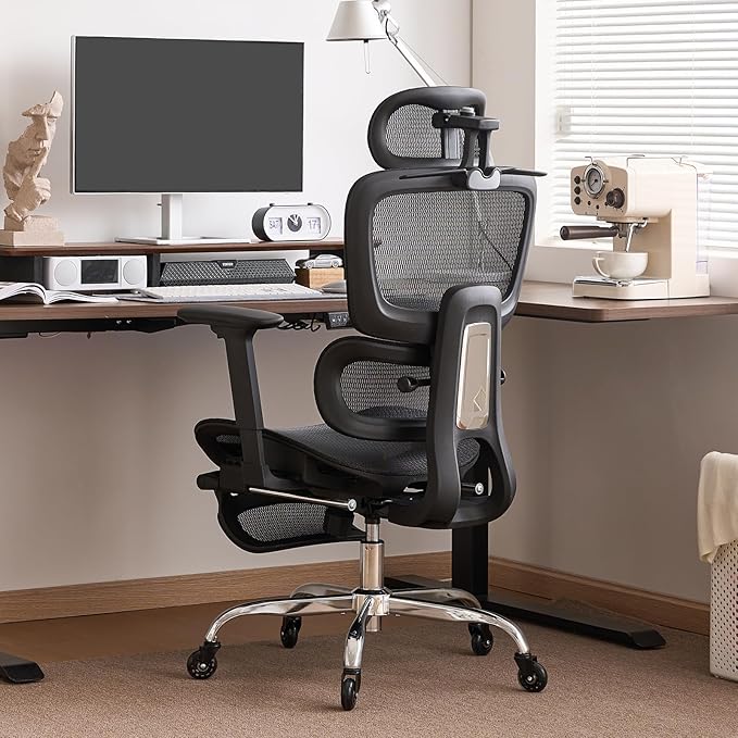 LarkLeaves Ergonomiczne Krzesło Biurowe z Podnóżkiem - obrazek 3