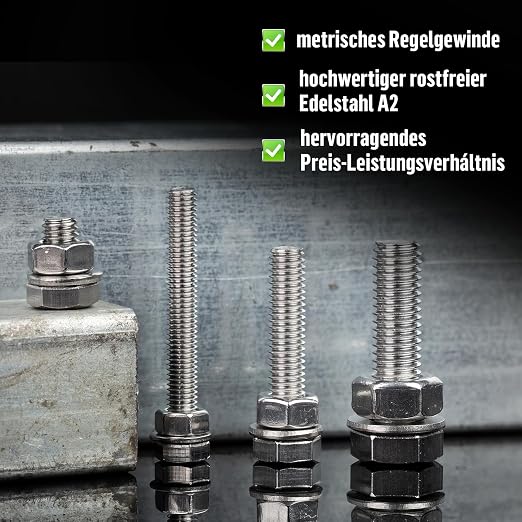 Śruby sześciokątne M8 x 50 mm zestaw 15 zestawów - obrazek 7