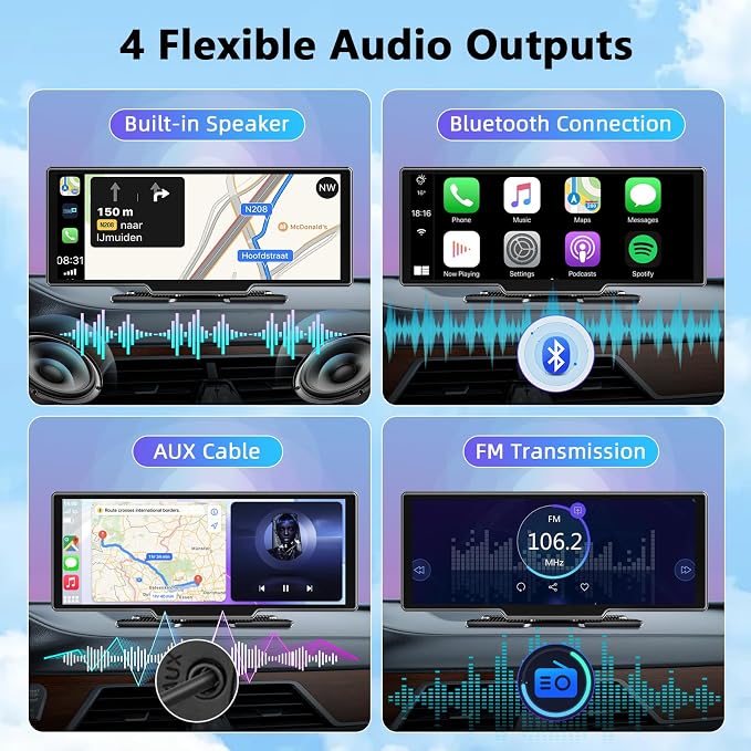 10 26 Calowy Przenośny Ekran z Bezprzewodowym CarPlay i Android Auto - obrazek 6