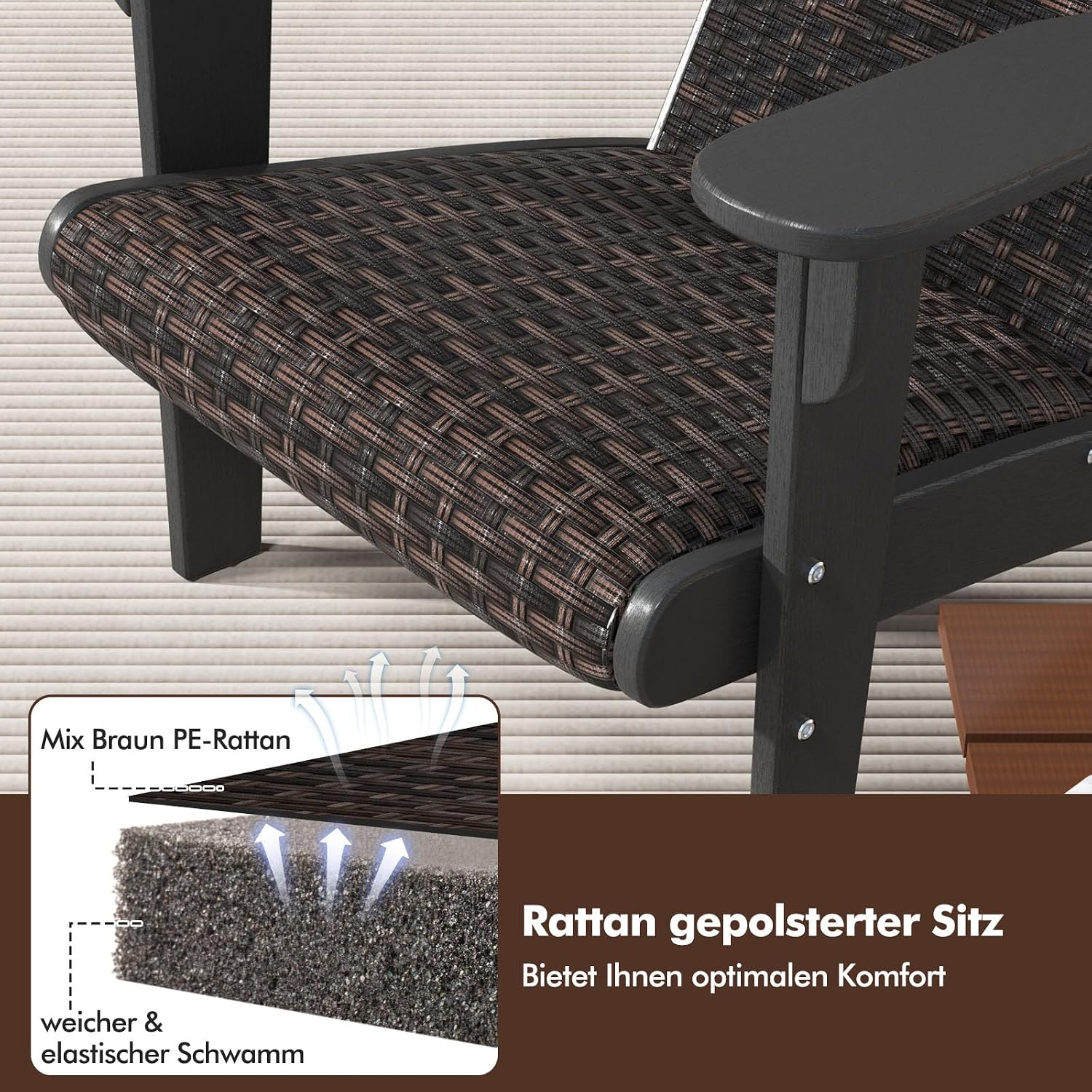 COSTWAY Adirondack krzesło z uchwytem na napoje - obrazek 6