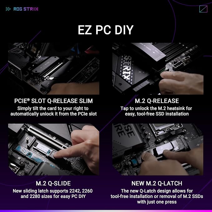 ASUS ROG Strix X870E-E do gier WiFi płyta główna AMD, 18 + 2 stopnie zasilania, gniazdo DDR5, pięć gniazd M.2, PCIe 5.0, procesor graficzny nowej generacji, WiFi 7, USB 20G z PD 3.0 do 30 W, Aura Sync - obrazek 6