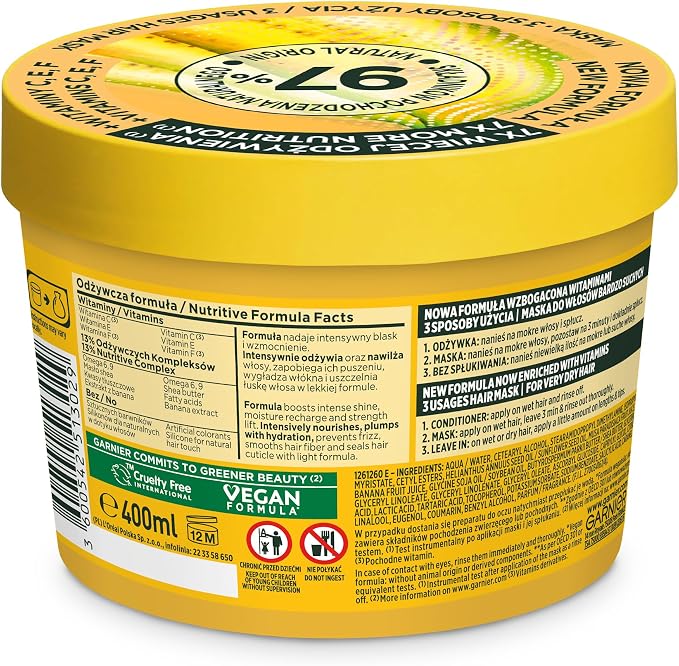 Garnier Fructis Hair Food Banana Maska do włosów suchych 400 ml - obrazek 2