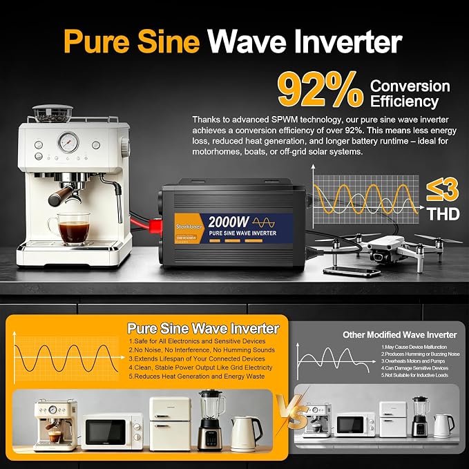 2000W 4000W falownik 24V 220V Pure Wave Transformator 220v do 24v - obrazek 3