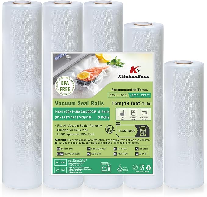 KitchenBoss Worki Próżniowe do Żywności 5 Rolki