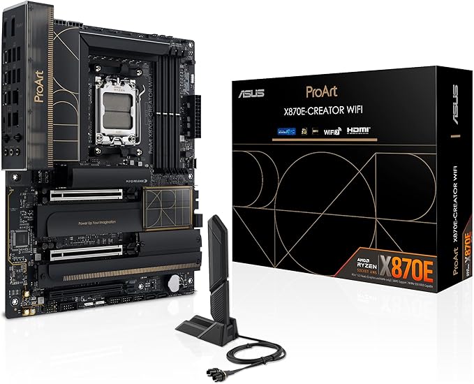 ASUS ProArt X870E-CREATOR WIFI płyta główna AMD X870E ATX, gniazdo PCIe 5.0 x16, procesor graficzny nowej generacji, 16+2+2 stopnie zasilania, DDR5, podwójny USB4, 2,5 Gb LAN, WiFi 7, 4 gniazda M.2